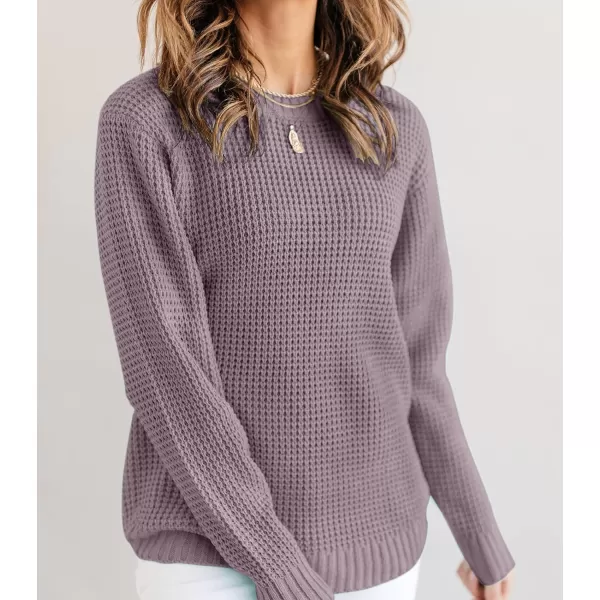 imageZESICAnbspWomens 2024nbspFall Long Sleeve Crew Neck Waffle Knit Casual Loose Oversized Pullover Sweater Jumper TopsTaro