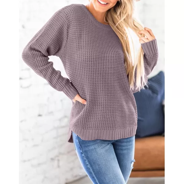 imageZESICAnbspWomens 2024nbspFall Long Sleeve Crew Neck Waffle Knit Casual Loose Oversized Pullover Sweater Jumper TopsTaro