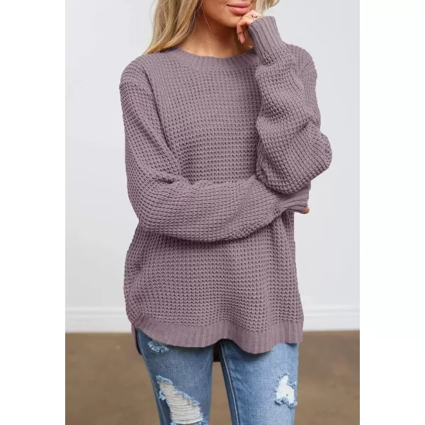 imageZESICAnbspWomens 2024nbspFall Long Sleeve Crew Neck Waffle Knit Casual Loose Oversized Pullover Sweater Jumper TopsTaro