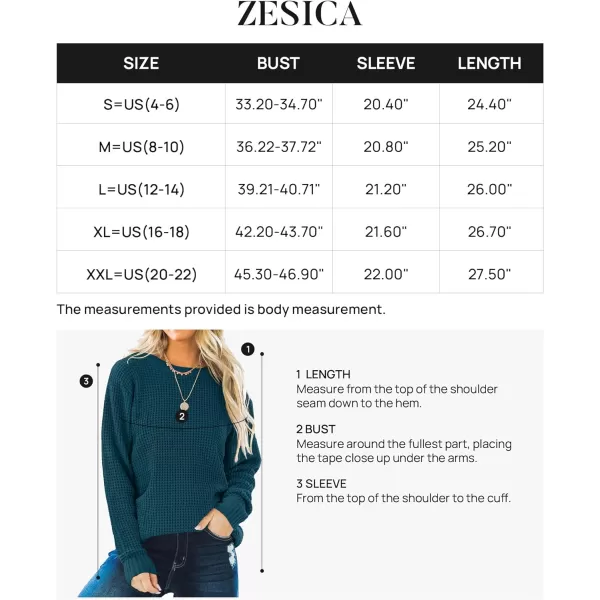 imageZESICAnbspWomens 2024nbspFall Long Sleeve Crew Neck Waffle Knit Casual Loose Oversized Pullover Sweater Jumper TopsTeal
