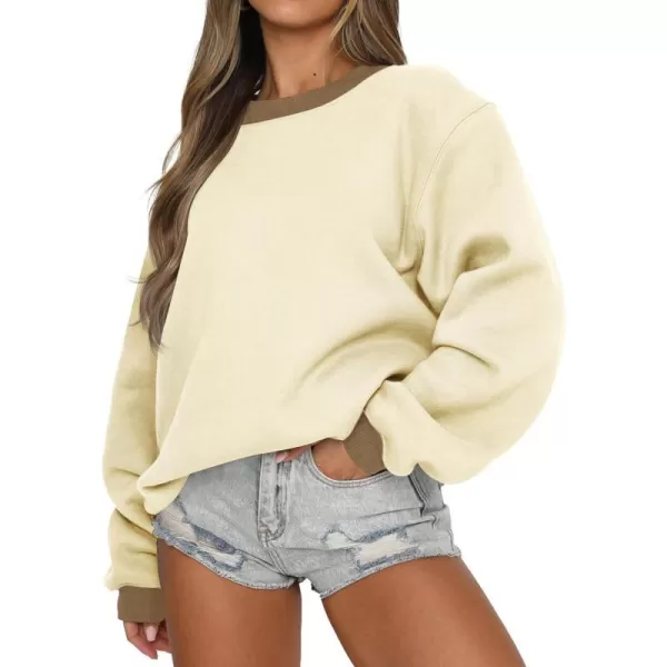 imageZESICA 2023 Sweatshirts for Women Casual Oversized Long Sleeve Crewneck Y2K Fleece Loose Pullover Sweatshirt TopsApricot
