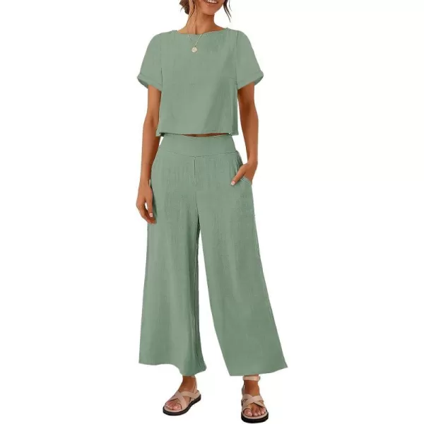 imageZESICA Womens 2 Piece Outfits Linen Short Sleeve Crop Top and High Waist Pants Lounge Matching Set 2023 Trendy ClothesZESICA Womens 2 Piece Outfits Linen Short Sleeve Crop Top and High Waist Pants Lounge Matching Set 2023 Trendy Clothes