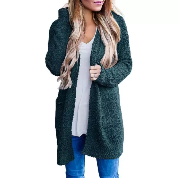 imageZESICA Womens 2023 Fall Casual Long Sleeve Open Front Soft Chunky Knit Sweater Cardigan OuterwearBlackishgreen