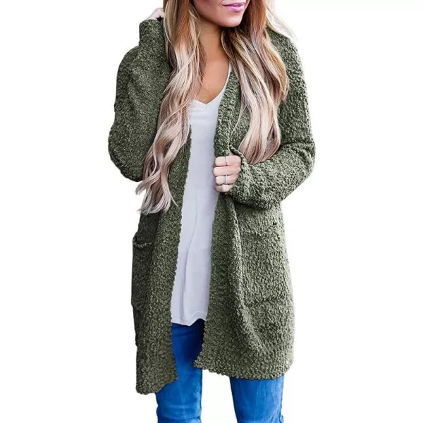 imageZESICA Womens 2023 Fall Casual Long Sleeve Open Front Soft Chunky Knit Sweater Cardigan OuterwearForestgreen