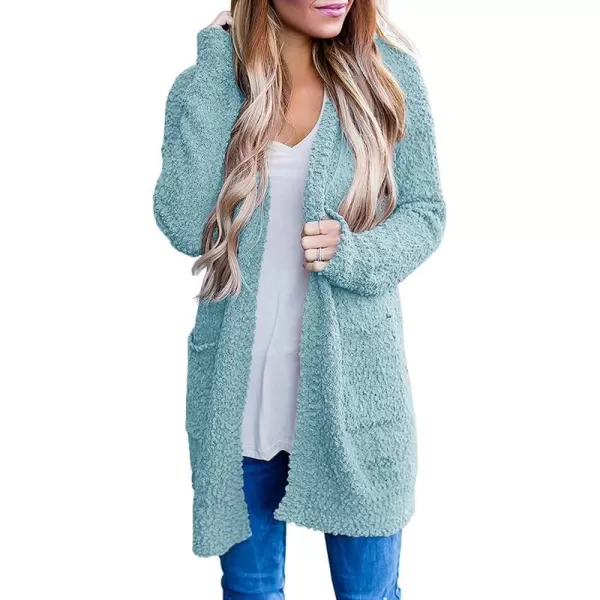 imageZESICA Womens 2023 Fall Casual Long Sleeve Open Front Soft Chunky Knit Sweater Cardigan OuterwearSage