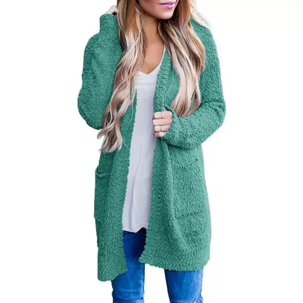 imageZESICA Womens 2023 Fall Casual Long Sleeve Open Front Soft Chunky Knit Sweater Cardigan OuterwearTurquoise