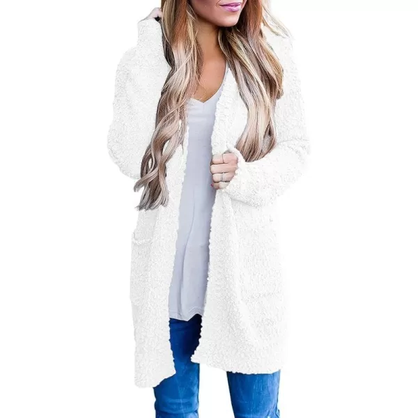 imageZESICA Womens 2023 Fall Casual Long Sleeve Open Front Soft Chunky Knit Sweater Cardigan OuterwearWhite