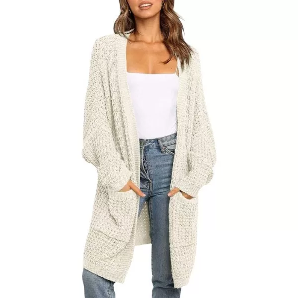 imageZESICA Womens 2023 Fall Long Batwing Sleeve Open Front Chunky Knit Cardigan SweaterBampapricot