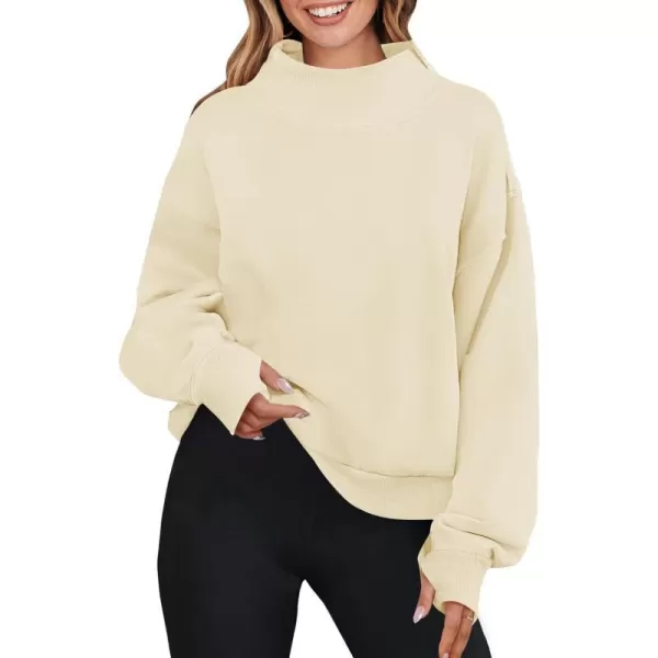 imageZESICA Womens 2023 Oversized Sweatshirts Turtleneck Long Sleeve Chunky Loose Fleece Y2K Pullover Hoodies TopsApricot