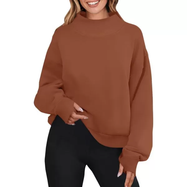 imageZESICA Womens 2023 Oversized Sweatshirts Turtleneck Long Sleeve Chunky Loose Fleece Y2K Pullover Hoodies TopsCaramel