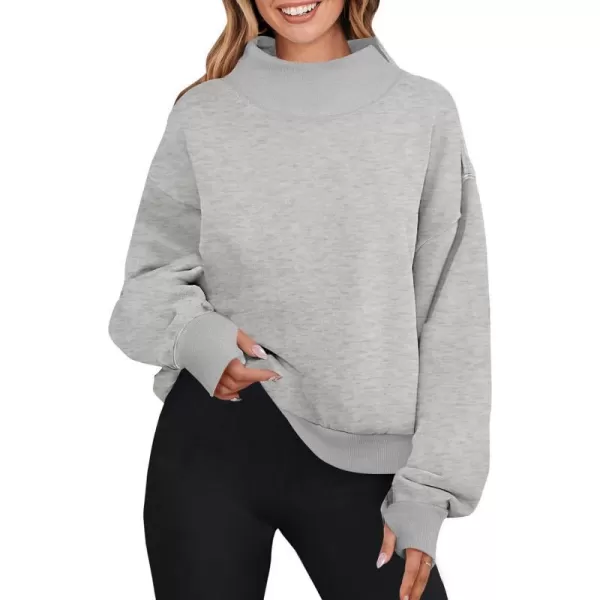 imageZESICA Womens 2023 Oversized Sweatshirts Turtleneck Long Sleeve Chunky Loose Fleece Y2K Pullover Hoodies TopsGrey