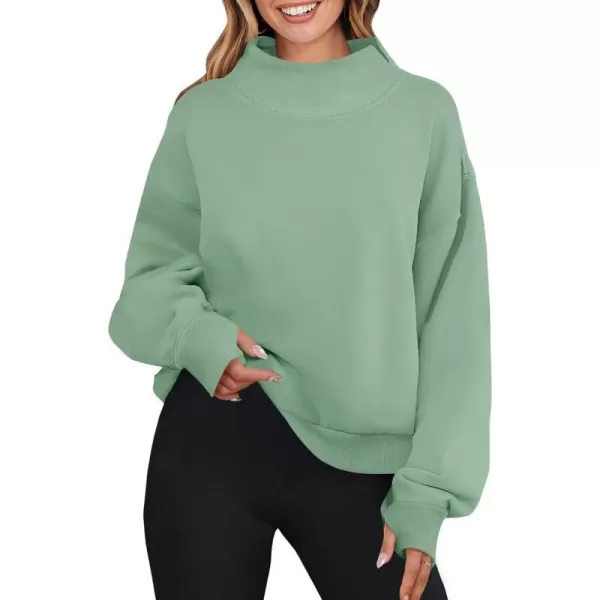 imageZESICA Womens 2023 Oversized Sweatshirts Turtleneck Long Sleeve Chunky Loose Fleece Y2K Pullover Hoodies TopsGreygreen