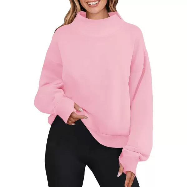 imageZESICA Womens 2023 Oversized Sweatshirts Turtleneck Long Sleeve Chunky Loose Fleece Y2K Pullover Hoodies TopsPink