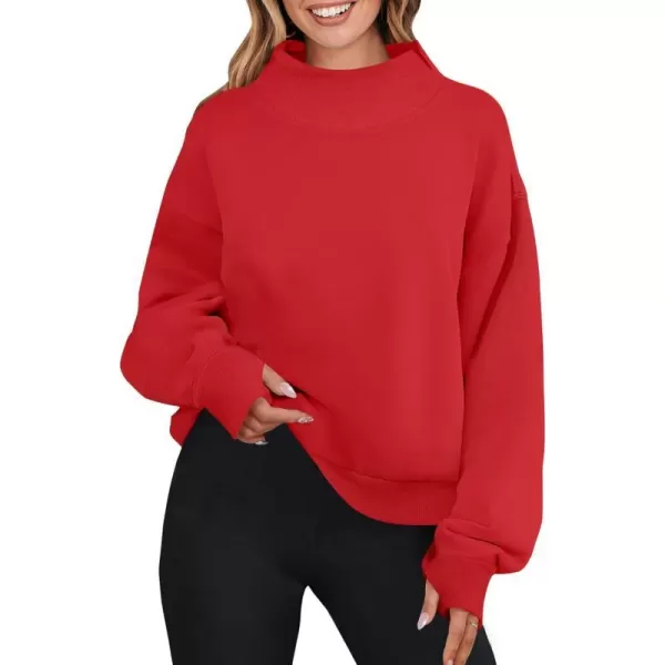 imageZESICA Womens 2023 Oversized Sweatshirts Turtleneck Long Sleeve Chunky Loose Fleece Y2K Pullover Hoodies TopsRed