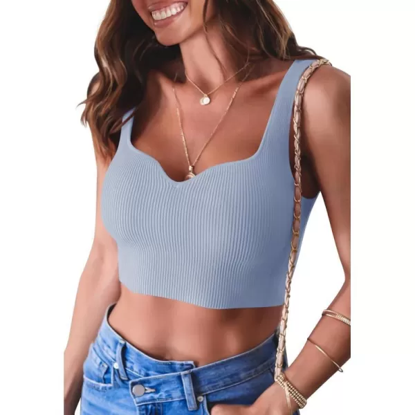 imageZESICA Womens 2023 Sleeveless V Neck Tank Ribbed Knit Shirts Backless Slim Fit Basic Cute Crop TopsLightblue
