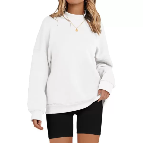 imageZESICA Womens 2023 Sweatshirts Casual Long Sleeve Mock Neck Y2K Fleece Loose Pullover Sweatshirt Tops with PocketsIvory