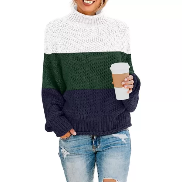 imageZESICA Womens 2023 Turtleneck Batwing Sleeve Loose Oversized Chunky Knitted Pullover Sweater Jumper TopsBampgreen