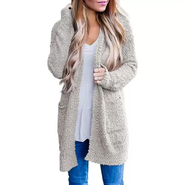 imageZESICA Womens 2024 Fall Casual Long Sleeve Open Front Soft Chunky Knit Sweater Cardigan OuterwearBeige