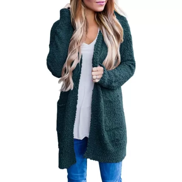 imageZESICA Womens 2024 Fall Casual Long Sleeve Open Front Soft Chunky Knit Sweater Cardigan OuterwearBlackish Green