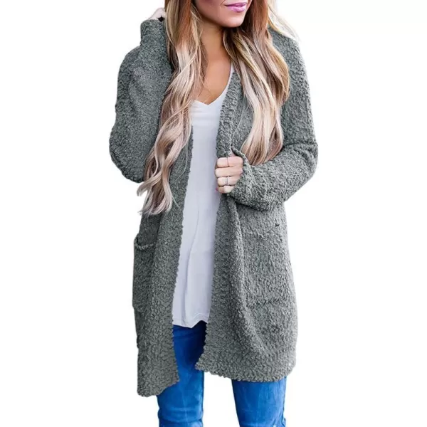 imageZESICA Womens 2024 Fall Casual Long Sleeve Open Front Soft Chunky Knit Sweater Cardigan OuterwearGrey