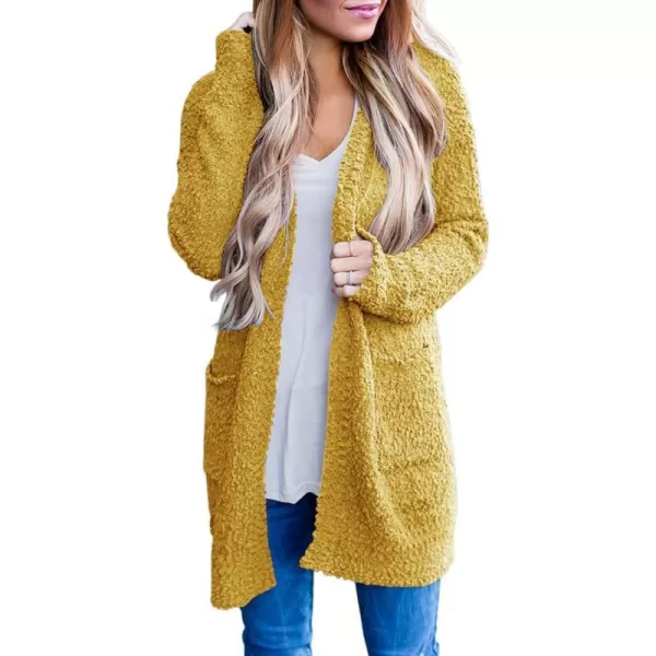 imageZESICA Womens 2024 Fall Casual Long Sleeve Open Front Soft Chunky Knit Sweater Cardigan OuterwearMustard Yellow