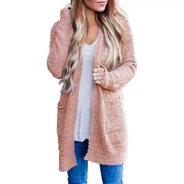 imageZESICA Womens 2024 Fall Casual Long Sleeve Open Front Soft Chunky Knit Sweater Cardigan OuterwearPink