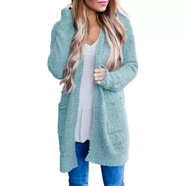 imageZESICA Womens 2024 Fall Casual Long Sleeve Open Front Soft Chunky Knit Sweater Cardigan OuterwearSage