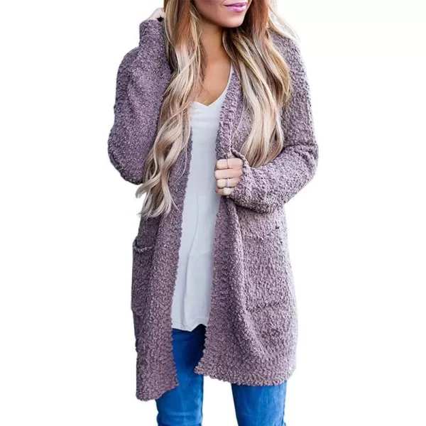 imageZESICA Womens 2024 Fall Casual Long Sleeve Open Front Soft Chunky Knit Sweater Cardigan OuterwearTaro