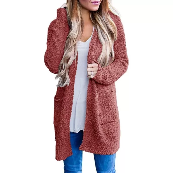 imageZESICA Womens 2024 Fall Casual Long Sleeve Open Front Soft Chunky Knit Sweater Cardigan OuterwearTearose