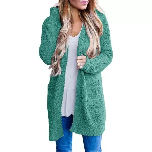 imageZESICA Womens 2024 Fall Casual Long Sleeve Open Front Soft Chunky Knit Sweater Cardigan OuterwearTurquoise