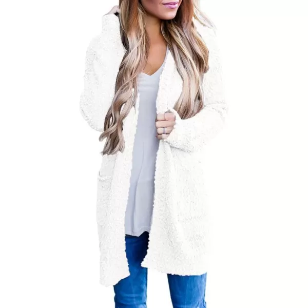 imageZESICA Womens 2024 Fall Casual Long Sleeve Open Front Soft Chunky Knit Sweater Cardigan OuterwearWhite