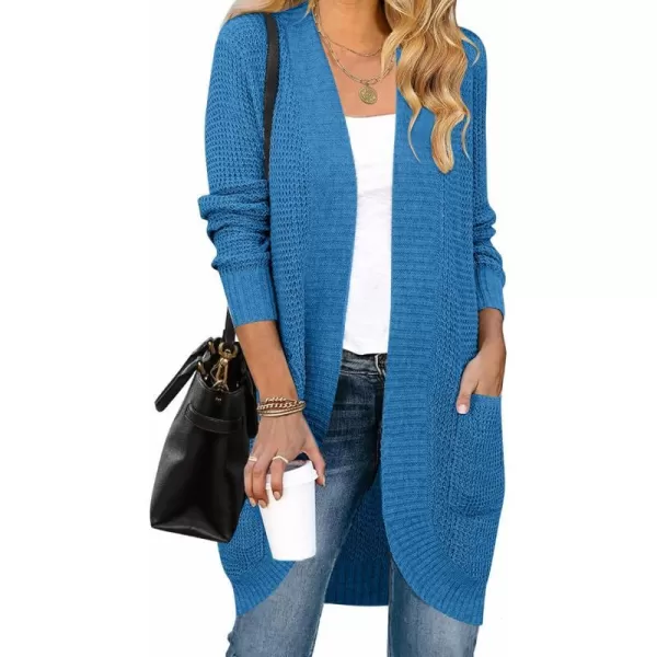 imageZESICA Womens 2024 Fall Long Sleeve Open Front Cardigans Casual Lightweight Soft Chunky Knit Draped Sweaters OuterwearsCobaltblue