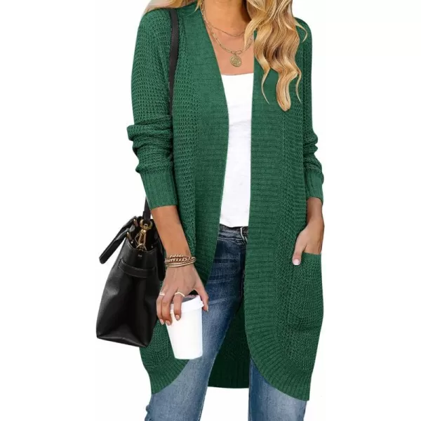 imageZESICA Womens 2024 Fall Long Sleeve Open Front Cardigans Casual Lightweight Soft Chunky Knit Draped Sweaters OuterwearsForestgreen