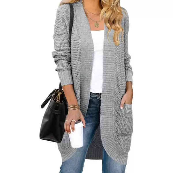 imageZESICA Womens 2024 Fall Long Sleeve Open Front Cardigans Casual Lightweight Soft Chunky Knit Draped Sweaters OuterwearsGrey