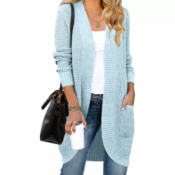 imageZESICA Womens 2024 Fall Long Sleeve Open Front Cardigans Casual Lightweight Soft Chunky Knit Draped Sweaters OuterwearsSkyblue