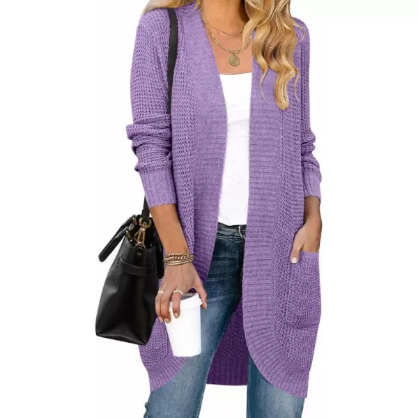 imageZESICA Womens 2024 Fall Long Sleeve Open Front Cardigans Casual Lightweight Soft Chunky Knit Draped Sweaters OuterwearsViolet