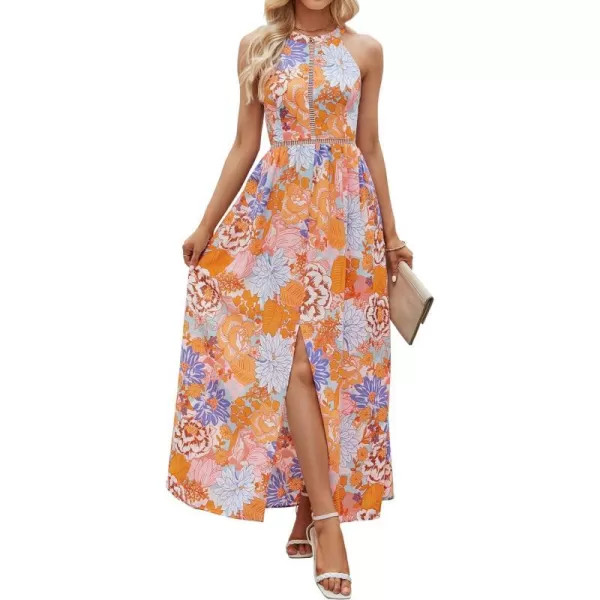 imageZESICA Womens 2024 Summer Halter Neck Floral Print Backless Split Beach Party Maxi DressTangerineMediumZESICA Womens 2024 Summer Halter Neck Floral Print Backless Split Beach Party Maxi DressTangerineMedium