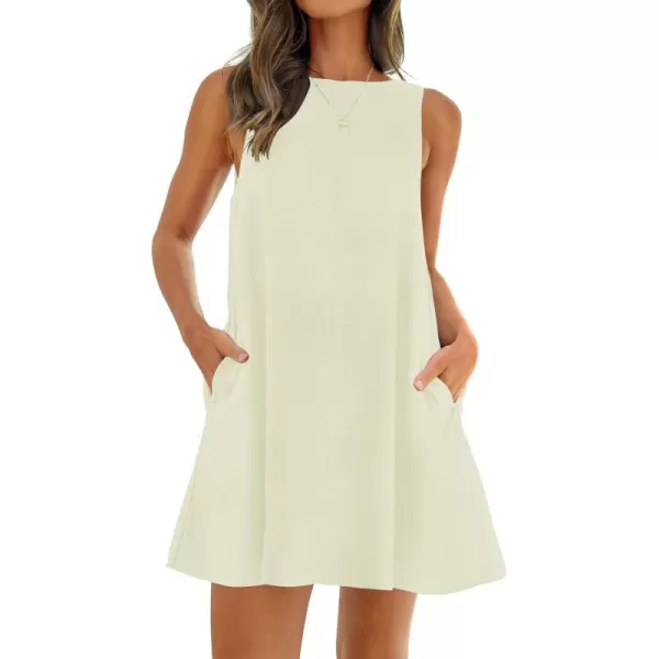 imageZESICA Womens 2024 Summer Sleeveless Tunic Mini Dress Casual Crew Neck Backless Sundress Loose Flowy Short Tank DressesApricot