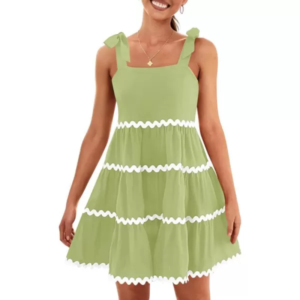 imageZESICA Womens 2024 Summer Swing Mini Dress Casual Spaghetti Straps Sleeveless Smocked Backless Flowy A Line SundressGreen