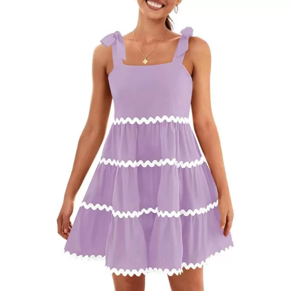 imageZESICA Womens 2024 Summer Swing Mini Dress Casual Spaghetti Straps Sleeveless Smocked Backless Flowy A Line SundressPurple