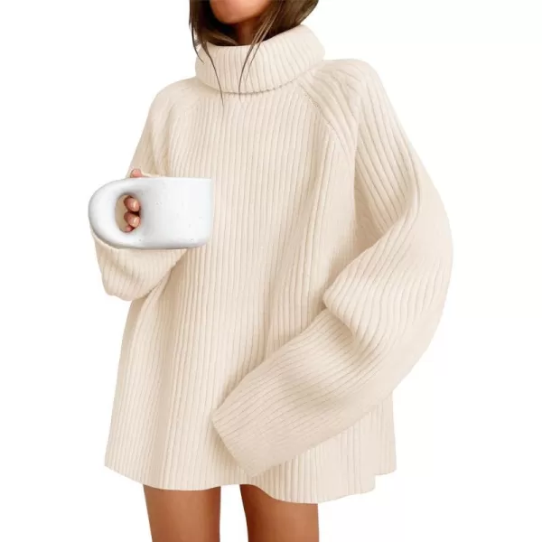 imageZESICA Womens 2024 Winter Sweaters Oversized Turtleneck Long Sleeve Chunky Knitted Tunic Pullover TopsApricot