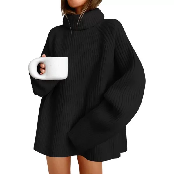 imageZESICA Womens 2024 Winter Sweaters Oversized Turtleneck Long Sleeve Chunky Knitted Tunic Pullover TopsBlack