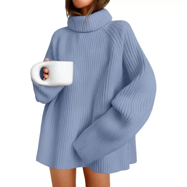imageZESICA Womens 2024 Winter Sweaters Oversized Turtleneck Long Sleeve Chunky Knitted Tunic Pullover TopsBlue