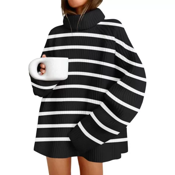imageZESICA Womens 2024 Winter Sweaters Oversized Turtleneck Long Sleeve Chunky Knitted Tunic Pullover TopsDim