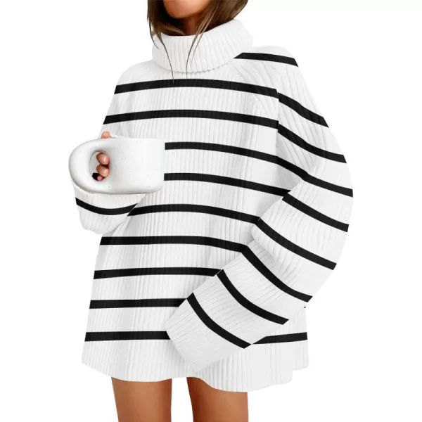 imageZESICA Womens 2024 Winter Sweaters Oversized Turtleneck Long Sleeve Chunky Knitted Tunic Pullover TopsIvory