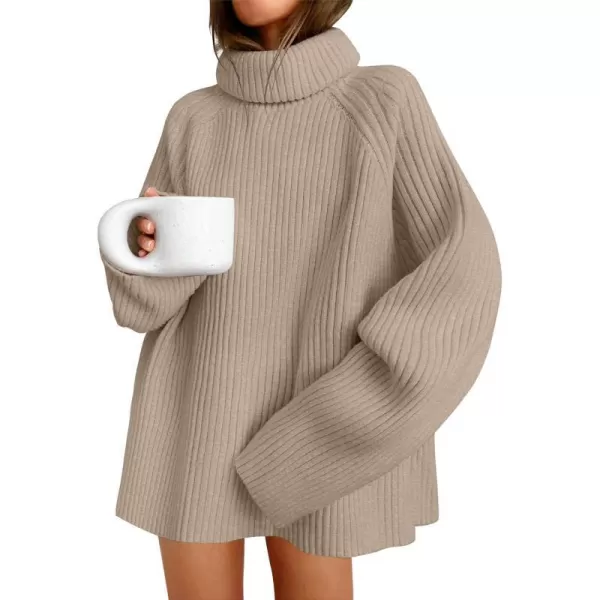 imageZESICA Womens 2024 Winter Sweaters Oversized Turtleneck Long Sleeve Chunky Knitted Tunic Pullover TopsOatmeal