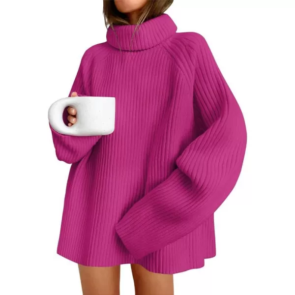imageZESICA Womens 2024 Winter Sweaters Oversized Turtleneck Long Sleeve Chunky Knitted Tunic Pullover TopsRoseberry