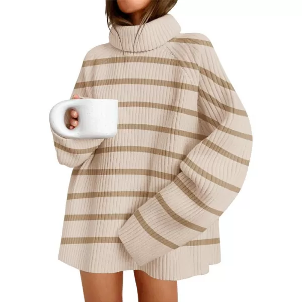 imageZESICA Womens 2024 Winter Sweaters Oversized Turtleneck Long Sleeve Chunky Knitted Tunic Pullover TopsSand