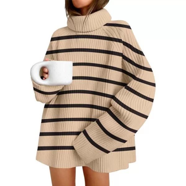 imageZESICA Womens 2024 Winter Sweaters Oversized Turtleneck Long Sleeve Chunky Knitted Tunic Pullover TopsToffee