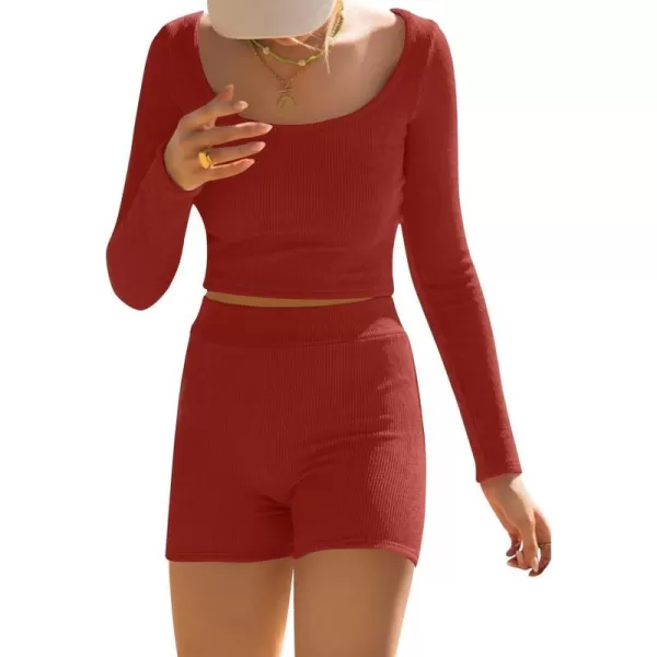 imageZESICA Womens Casual 2 Piece Lounge Set Long Sleeve Ribbed Knit Top and High Waist Shorts Workout Set Active Wear OutfitsZESICA Womens Casual 2 Piece Lounge Set Long Sleeve Ribbed Knit Top and High Waist Shorts Workout Set Active Wear Outfits